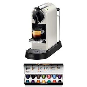 Nespresso De'Longhi Citiz EN167.W - Cafetera monodosis de cápsulas Nespresso, compacta, 19 bares, apagado automático, color blanco, Incluye pack de bienvenida con 14 cápsulas