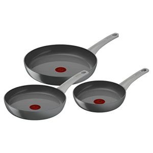 Tefal Renew On – Juego 3 Sartenes 20/24/28 cm de aluminio 100% reciclado, revestimiento antiadherente cerámico sin PFOA, Thermo-Signal, embalaje 90% reciclado, todo tipo de cocinas
